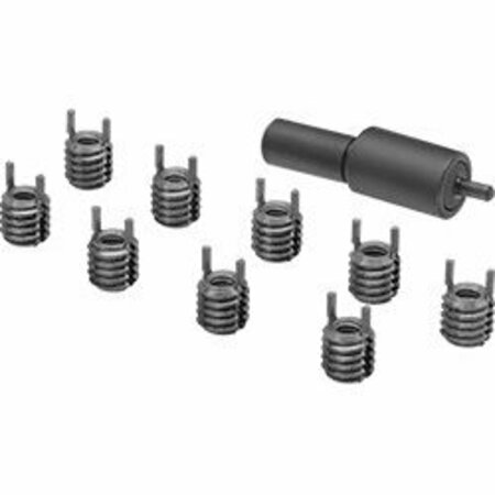 BSC PREFERRED Black-Phosphate Steel Key-Locking Inserts with Installation Tool Thin Wall 10-24 Thread Size 92070A306